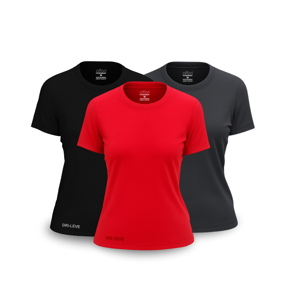 3er-Set Dry Fit T-Shirts für Damen fürs Fitnessstudio – Anti-Schweiß - KONIGFIT