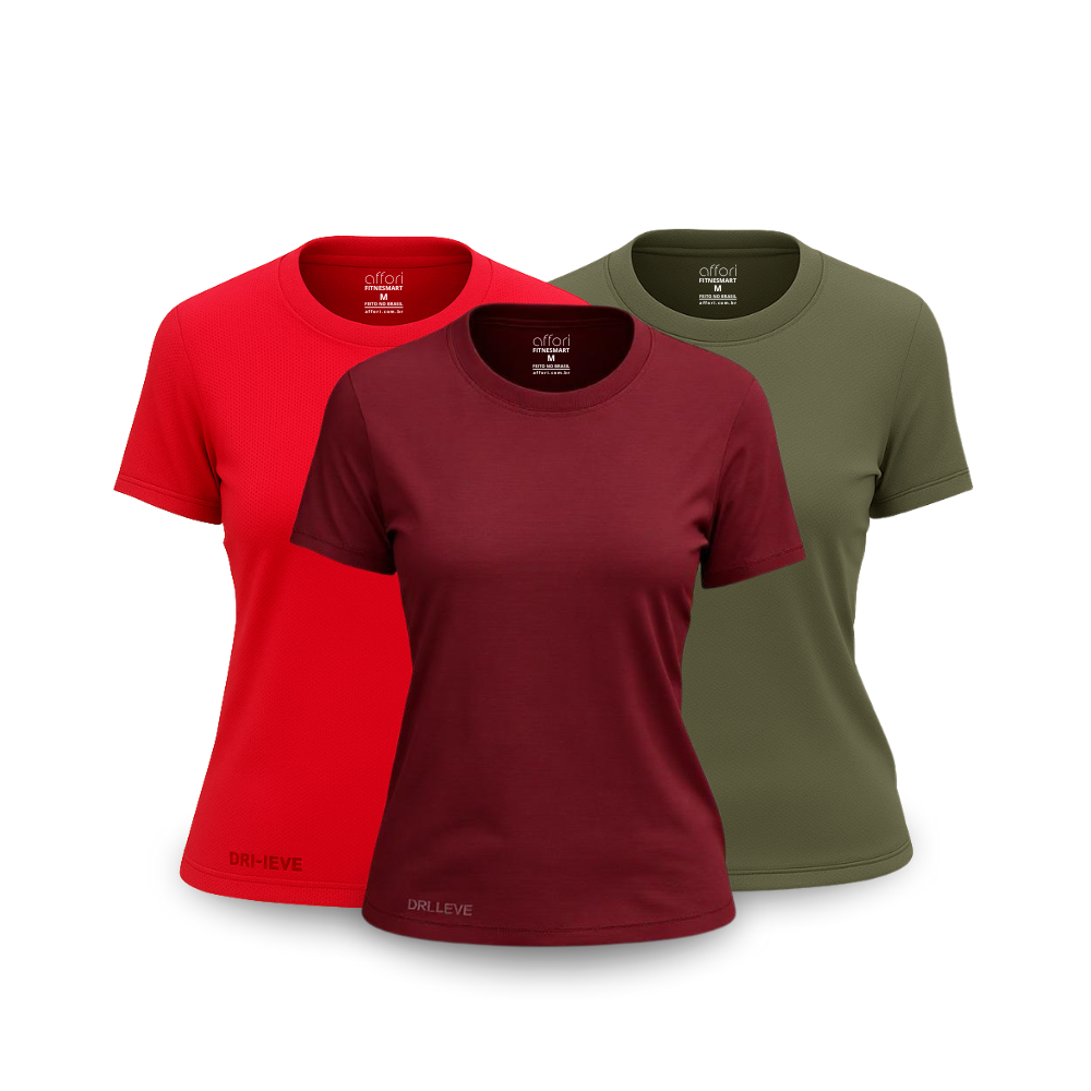 3er-Set Dry Fit T-Shirts für Damen fürs Fitnessstudio – Anti-Schweiß - KONIGFIT