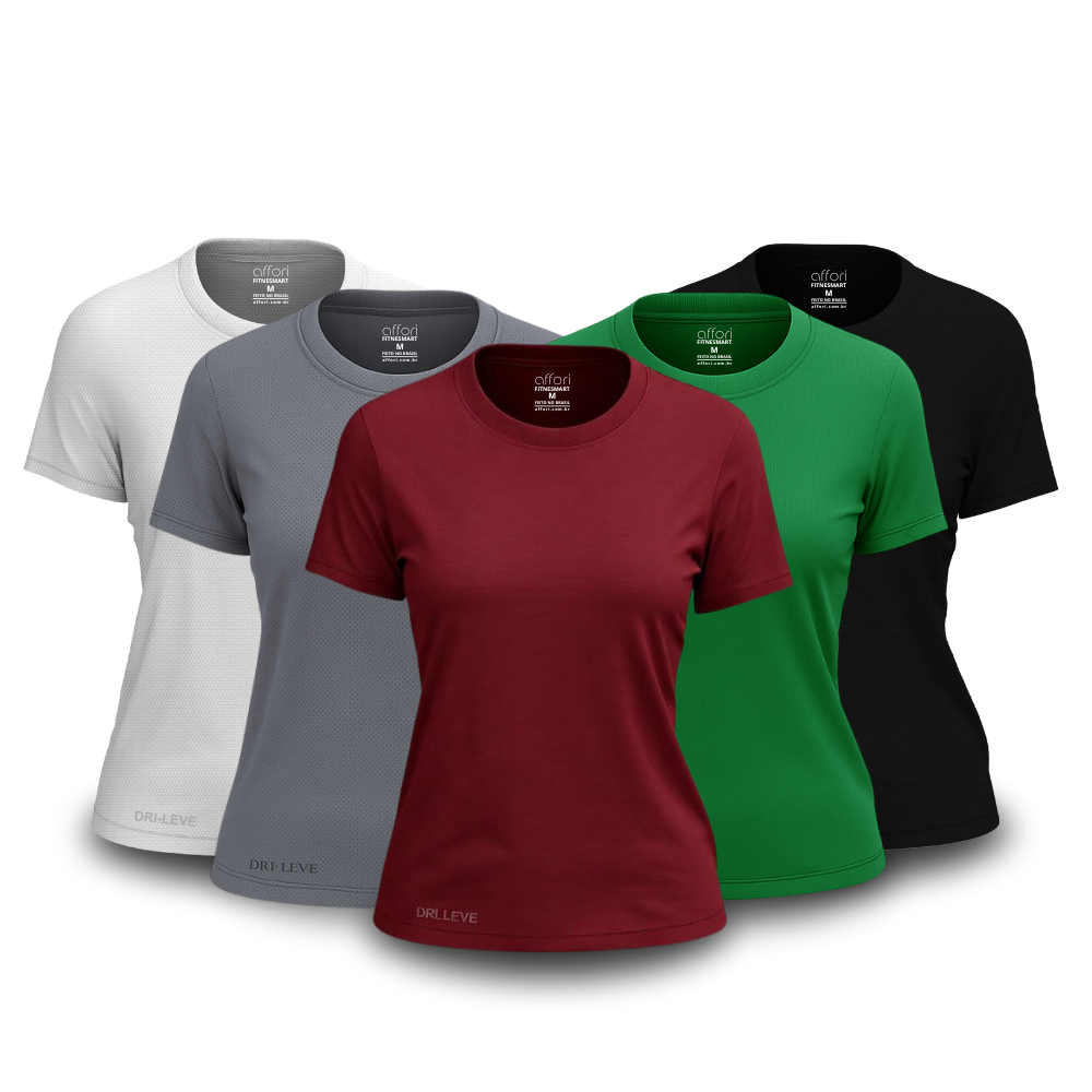 5er-Set Dry Fit T-Shirts für Damen für das Fitnessstudio – Anti-Schweiß - KONIGFIT