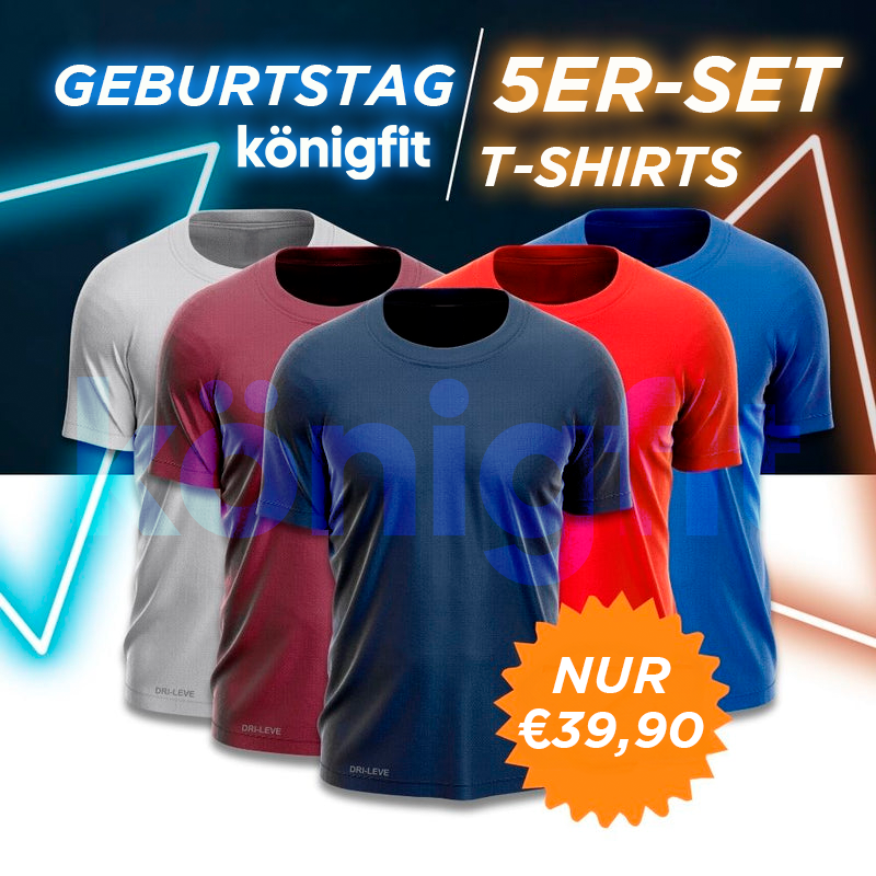 5er-Set Technologie-T-Shirts für Herren – Jubiläumsaktion - KONIGFIT