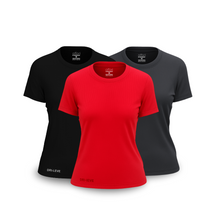 3er-Set Dry Fit T-Shirts für Damen fürs Fitnessstudio – Anti-Schweiß - KONIGFIT